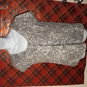 White/grey speckled print, short sleeve shirt, Merona, size L